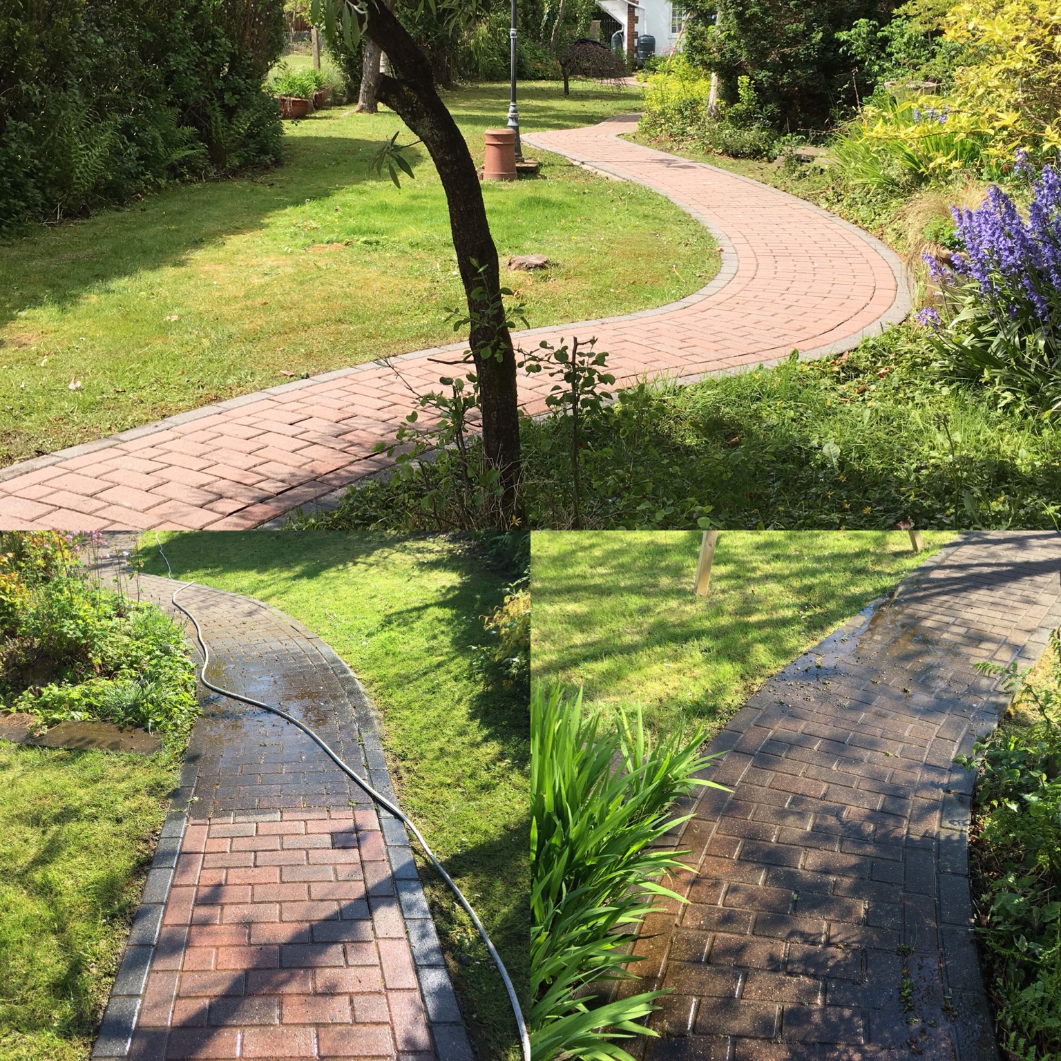 Pressure washing a patio or driveway